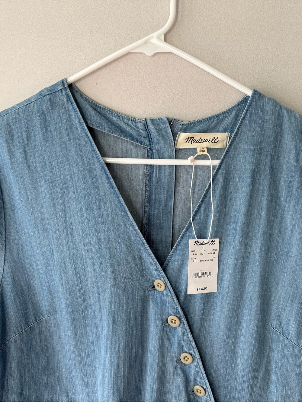 Madewell Sky Blue Chambray Button-Front Midi Dress Size 10 - Picture 4 of 6